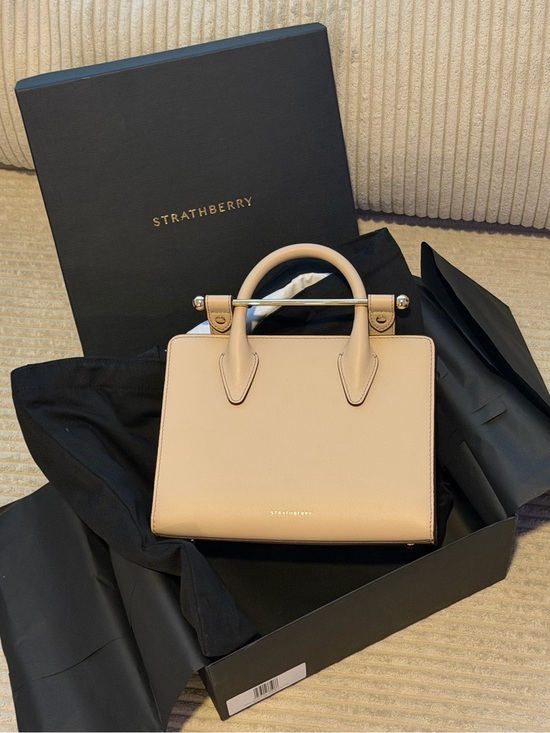 Strathberry Handbags - Strathberry Oat Mini Tote with Gold Bar Detail (new in a box with a dust bag)